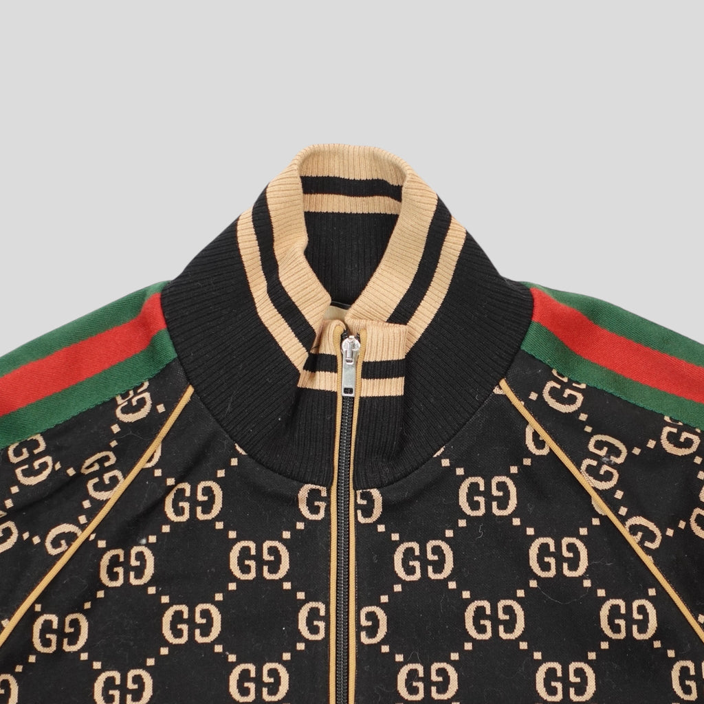 Gucci GG Jacquard Track Jacket in Black/Brown