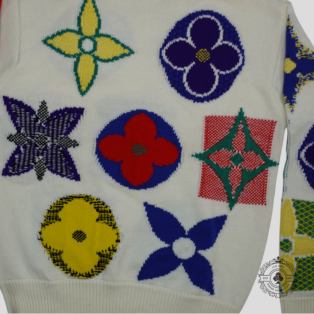 Louis Vuitton Monogram Knit Sweater in White/Multicolor
