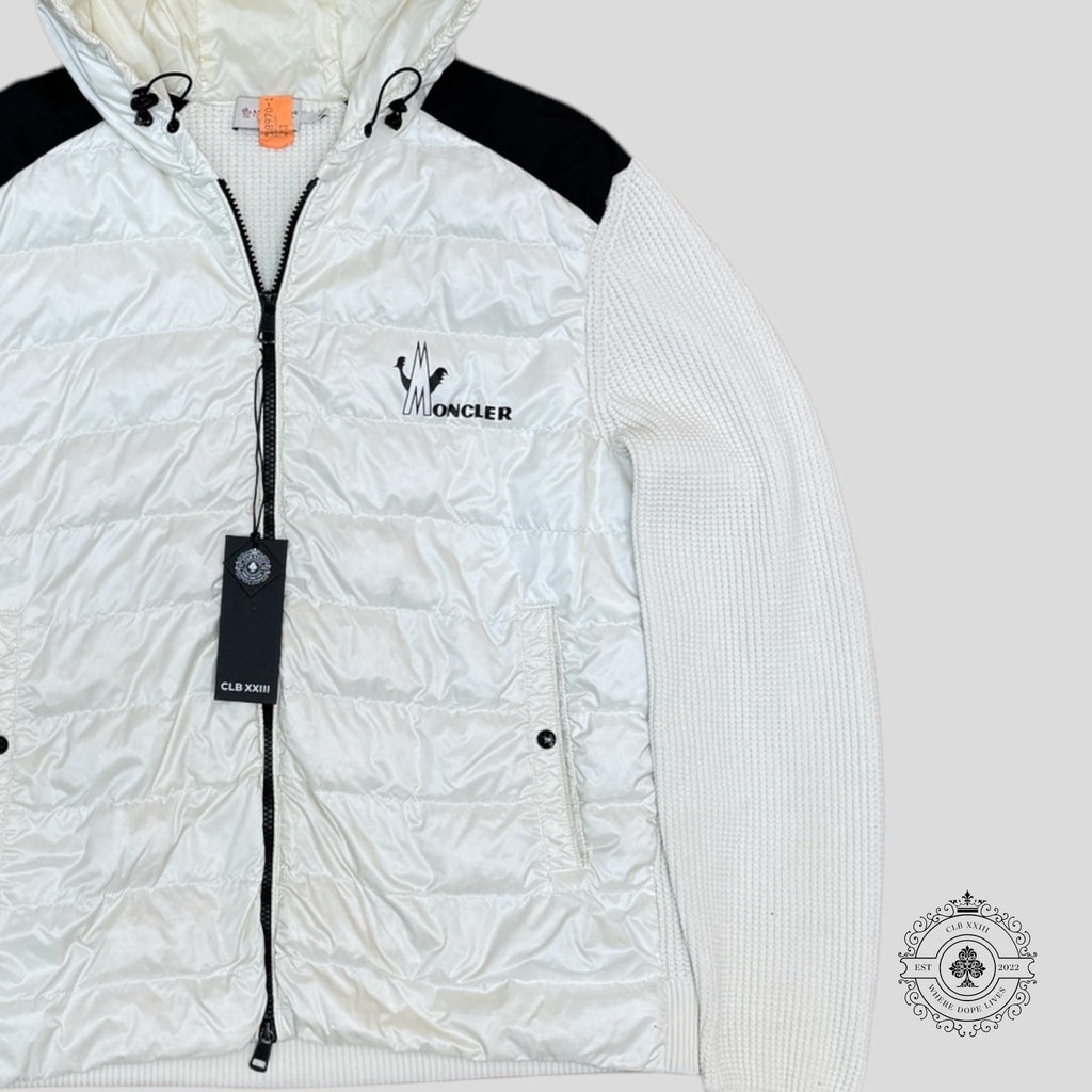 Moncler Padded Front Waffle Knit Jacket in Cream