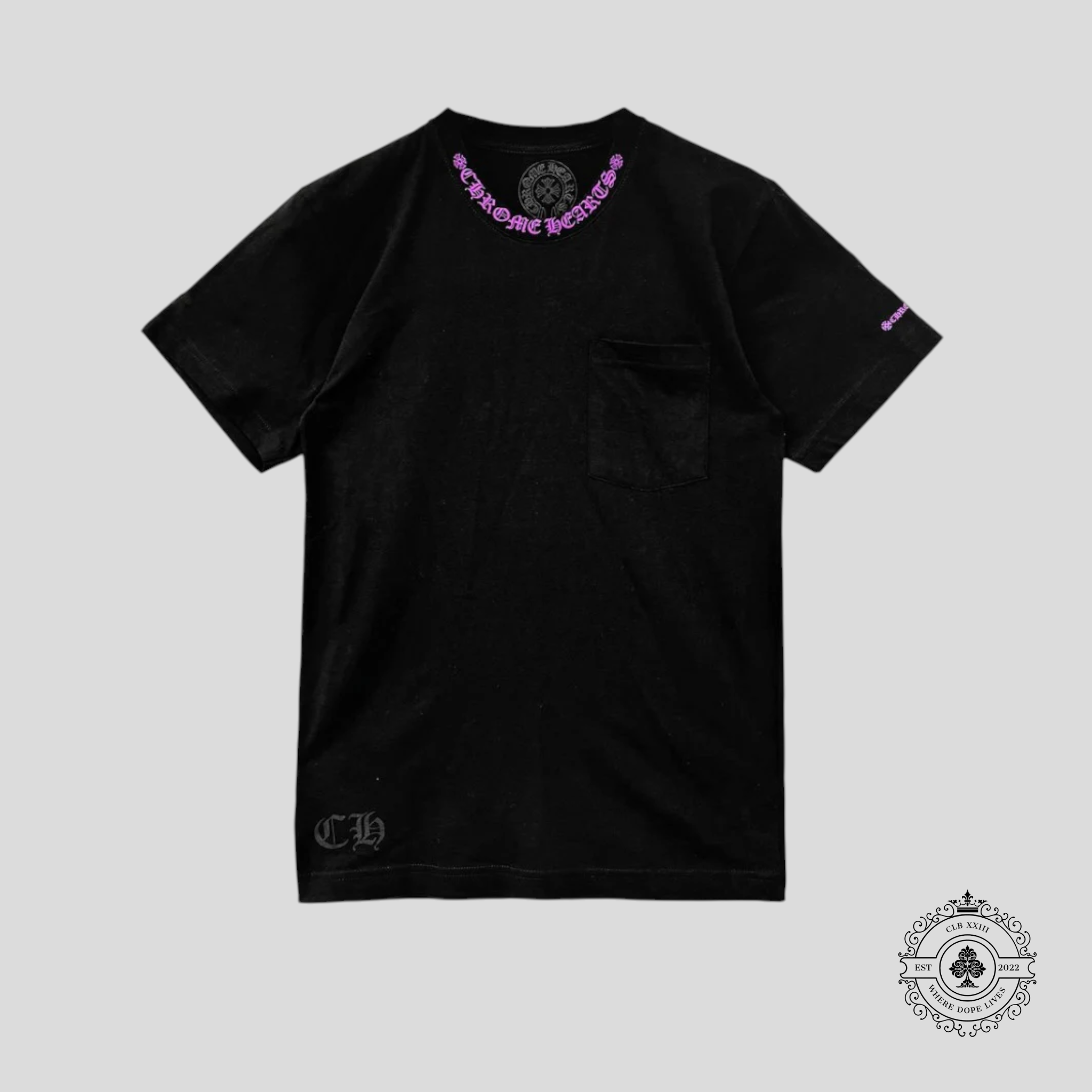 Chrome Hearts Logo Pocketed Tee in Black/Purple