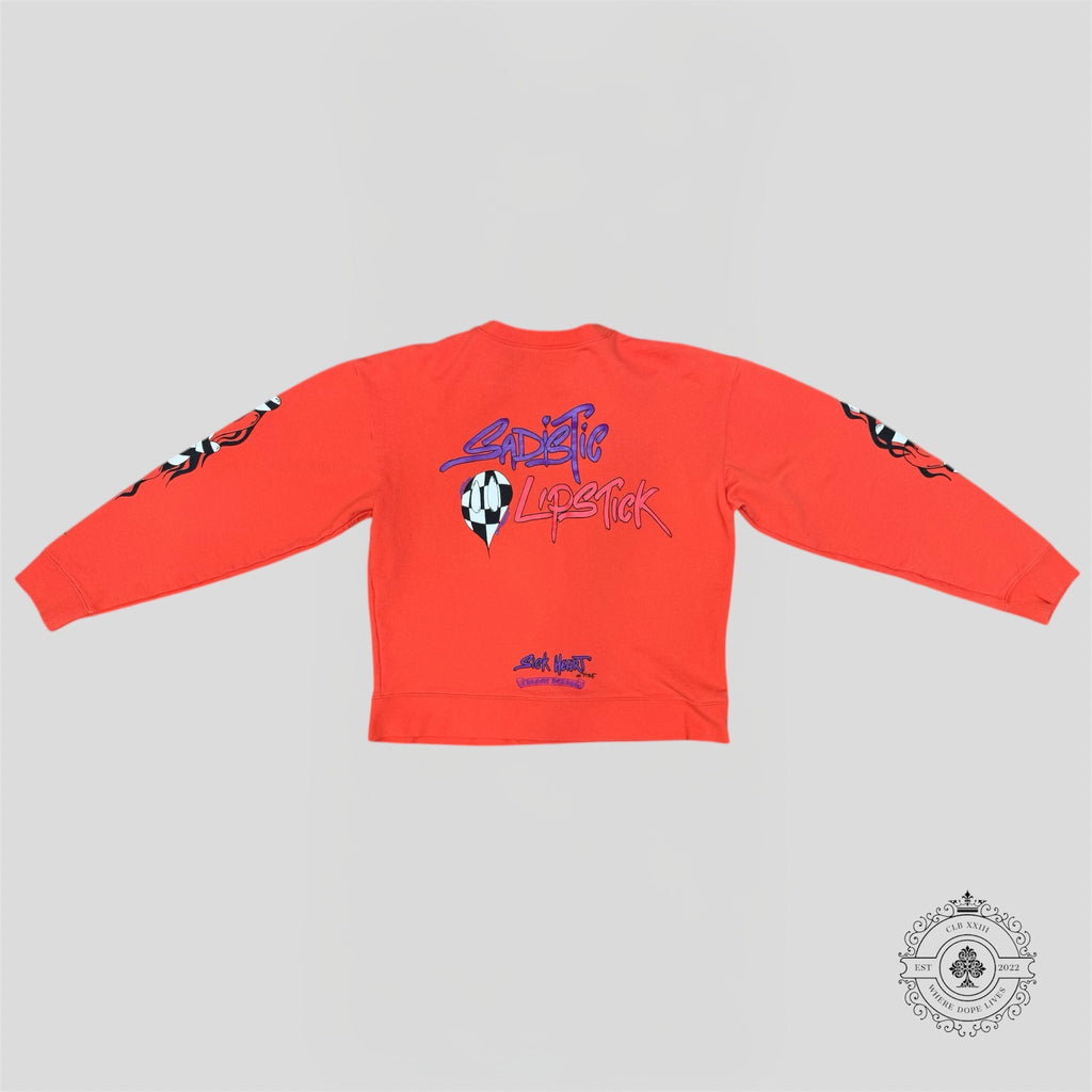 Chrome Hearts Matty Boy Sadistic Lipstick Crewneck in Red